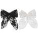 Bow hair tie hair accessories rubber bands hair hairy hair tongue horseshock hairpise hair tie embroidery lace hair jewelry big hair tie for women and girls black and white