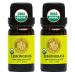 Organic Lemongrass Essential Oil (2 Pack), 100% Pure USDA Certified Aromatherapy for Pain Relief, Skin Health, Circulation - 10 ml lemongrass 2pk