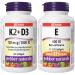 Webber Naturals Vitamin K2 with D3 60 Softgels Helps Support Bones Teeth and Immune Function Gluten & Dairy Free & Vitamin E 400 IU 120 Softgels Natural Source of Vitamin E Vitamin+ Softgel