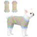 Tony Hoby Dog Suit for women and men dog overall with 4 legs and stripes soft cotton pile suit for comfortable sleep L green & blue-girl