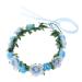 Floral Headbands Boho Hair Wreath Wedding Bridal Headband Crowns for Christmas Birthday Party (Blue)
