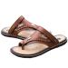 Men's Toe Separate Flat Orthopedic Shoes Summer Fashion Breathable PU Men Beach Slippers Bunion Open Toe Bale Rails Beach Shoes for Pain Relief Hallux 6.5 Brown
