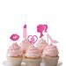 15Pcs Pink Cupcake Toppers and Pink Glitter Girls Cupcake Topper for Pink Girl Birthday Bridal Party Decorations Wedding Cake Decors
