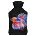 Color Fish Hot Water Bottle With Cover Plush Bed Bottle Hand Warmer For Adults And Children 26.5X15.3cm