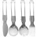 Mobestech Folding Spoon Fork Set Portable Camping Cutlery Salad Server Stainless Steel Serving Spoons Appetizer Forks Dessert Forks Scoop for Travel Outdoors