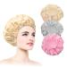 FOMIYES Double Layer Satin Shower Cap Set for Women - Elastic Band Bath Caps for Thicken Bathing - Head Covers for Women - Buy Online on GoSupps.com