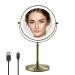 Nicesail Rechargeable Makeup Mirror with Light  Magnifying Mirror with 3 Color Lighting Adjustable Brightness  360 Rotation Double Sided Mirror for Table  Antique Bronze (8 Inch  7X Magnification)