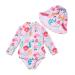 BONVERANO Baby Girls Swimsuit Toddler Bathing Suit Long-Sleeve Zipper One Piece Swimwear with UPF 50+ Sun Protection 6-9 Months Flower