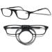 Magimodac women men's reading glasses foldable magnetic closure reading aid visual aid magnetic reading glasses with flexible holding tape black gray 3.0 dioptries
