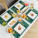 Green Tableware Western Food Platter Steak Knife and Fork Plate Placemat Napkin Combination Set Kitchenware As shown A