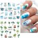 Seaside Series Nail Art Stickers - Green Coconut Palm Beach Design - Summer Holiday Decorations - DIY Nail Art Supplies - Buy Online on GoSupps.com