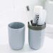 Travel Toothbrush Set - 2 Plastic Toothbrush Mugs & Cases for Camping School & Business Trips - Portable Blue & White Travel Essentials - Buy Online on GoSupps.com
