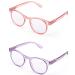 Lanlang 2er-pack Blue light filter reading glasses for women with 2 fashion colors anti-eyestrain anti-UV reading glasses with 0-3.5 dioptria Transparent pink/transparent purple round frame Transparent pink/transparent purple 1.0 Dioptries