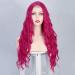 gdy Hot Pink Halloween Christmas New Year Cosplay Long Curly Wig  24 inch Heat Resistant Synthetic Wig Lace Wig  Middle Part Water Ripple Wave Wigs for women Party Wigs Daily Use Wigs hot pink curly wigs