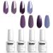 Vishine Glitter Purple Gel Nail Polish Set 4 Colors Purple Shade Gel Polish Kit Soak Off UV Lavender Nail Gel Polish 15ml