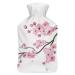 Cherry Blossom Hot Water Bottle With Cover Plush Bed Bottle Hand Warmer For Adults And Children 26.5X15.3cm