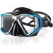 EXROSSI Scuba Diving Mask: Panoramic 4-Lens Tempered Glass Snorkel Mask with Nose Cover - Anti-Fog Goggles for Adults & Youth - Blue - Buy Online on GoSupps.com