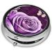 Buy Purple Butterfly Round Pill Box | 3 Compartment Mini Travel Organizer for Vitamins & Medications - Buy Online on GoSupps.com