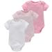 Bestele Baby Bodysuits Bodysuit for Newborn Boys and Girls Cotton Baby Onesies Rompers Short Sleeve for Toddler Infant 0-3-6-9-12-18-24 Months Coverall Undershirt Set Pure Color G 0-3 Months