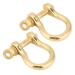 Hztyyier 2Pcs D-Ring Shackle Pure Brass Screw Pin Anchor Shackle Bow Shackle U Type Fob KeyHook, 10mm