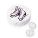 Cartoon Ice Skating Skates Round Case For Contact Lens Kit Storage Box with Mirror Printed