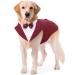 Kuoser Dog Smoking Suit & Bandana Set Pet Fomal Clothing Dogs Mantel with Removable Flying Dog Suit Puppy Costume Shirt For Wedding Halloween Birthday Party S-XXL L-R cke Lang: 42 cm dark red