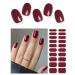 Semi Cured Gel Nail Strips (Dark Red)-20 PCS Wine Red Gel Nail Stickers | Works With UV Light | Gel Nail Wraps Salon Quality & Easy To Use