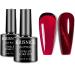 KRISNICE Jelly Crystal Gel Nail Polish Set Wine Burgundy Red Translucent Fall Autumn 1Ps Red Cat Eye Gel Nail Polish Designs Manicure DIY Home UV LED Soak Off Art Gift (KCS2-004)
