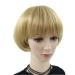 Girls Golden Mushroom Wig Short Bob Wig With Bangs Blonde Bowl Cut Wig Cap For Women