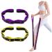 Yoga Elastic Bands Stretch Resistance Band (2 Pieces) - 8 Independent Rings Elastic Bands for Yoga, Physiotherapy, Pilates, Dance, Gymnastics, Etc Purple Yellow