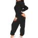 oelaio Women's Butt Button Back Flap Pajamas Functional Buttoned Flap Rompers Long Sleeve Bodycon Rompers Onesies Black Small - Buy Online on GoSupps.com