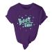 Top Woman Clothes Women's Tops Short Sleeve Round Neck T Shirts Summer Casual Tees T Shirts Purple X-Large