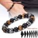 8mm Tigers Eye Triple Protection Bracelet with Black Obsidian and Hematite - Lucky Charm for Men and Women - Buy Online on GoSupps.com