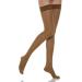 Relaxsan Microfiber 770M Compression Stockings Women 12-17 mmHg with Silicone Thigh Support Stockings 70 Den Brown S