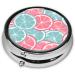Pink Blue Citrus Slices Round Pill Box | 3-Compartment Portable Organizer for Purse & Pocket | Travel-Friendly Pill Storage - Buy Online on GoSupps.com