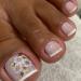 French Tip Press on Toenails Short Square Fake Toe Nails  Glossy False Toenails with Flowers Design Spring Summer Full Cover Acrylic Toenails Stick on Toenails for Women 24Pcs Flower 2