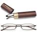 Magimodac men women reading glasses anti blue light glasses with prescription blue light filter metal reading aid narrow reading glasses with pencils brown 1.0 dioptries