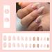 24Pcs Short Almond French Tip False Nails - Gold Glitter Swirl Design | Glossy Fake Nails with White Heart | Acrylic Stick on Nails for Women - Buy Online on GoSupps.com