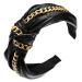 MNBD Fashion Headwear Headwrap Vintage Sweet Women PU Leather Headbands Bowknot Hair Hoop Wide Side Hairbands (Black)