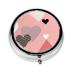 Abstract Love Chartround Pill Box 3 Compartment Round Pill Box Organizer &Portable Travel Pill Box for Traveling.