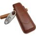 Portable Cigar Case Leather Cigar Holder Case with Cutter Humidor Travel Box Portable Cigar Accessory - Buy Online on GoSupps.com