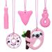 Chew Necklaces for Sensory Kids Silicone Chewy Necklace Sensory Stim Toy for Girls Boys 5 Pack Sensory Chew Toys for Kids Teens Adults with Autism Anxiety ADHD SPD or Other Sensory Needs - Pink Pink Sloth