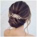 Yheakne Boho Flower Pearl Hair Comb Gold Pearl Wedding Hair Comb Barrette Metal Leaf Comb Headpieces Decorative Headwear Branch Leaf Hair Piece Wedding Hair Accessories for Women and Girls Gifts