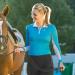 Horze Women's Trista Long Sleeve Sun Shirt | Moisture-Wicking with UV Protection in Paradise Blue/White - Size 6 - Buy Online on GoSupps.com