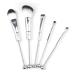 Silver Beadable Makeup Brushes | Set of 5 for Silicone Focal Beads Bubble Gum In Bulk DIY Cosmetic Synthetic Eyeshadow Foundation