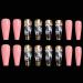 Outyua Pink Coffin Extra Long Press On Fake Nails - 24Pcs Glossy Ballerina Acrylic False Nails with Smoke Pattern Designs - Stick On Artificial Nails for Stylish Look - Buy Online on GoSupps.com