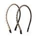 Metal Chain Leather Hairband Ladies Thin Hairband Non-Slip Elastic Hairband Headband For Women Girls (Black/White+Gold)