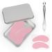 Under Eye Patches Silicone - 2 Pcs Reusable Eye Patches Eye Patches Plump Fine Lines & Wrinkles with Metal Eye Cream Applicator Tin Case Pink