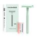 Copper Single Blade Razor for Gentle & Close Shave - Double Edge Safety Razor with 10 Blade Refills Long Handle Weighted Razor Eco-Friendly & Less Irritation Perfect for Sensitive Skin Mint Green