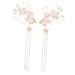 Beavorty 1 Pair antique hairpin headdress hanfu tassel clip chinese hair comb wedding hair chinese style hair clips bridal hair comb tassel hair clip emerald flower girl bride alloy